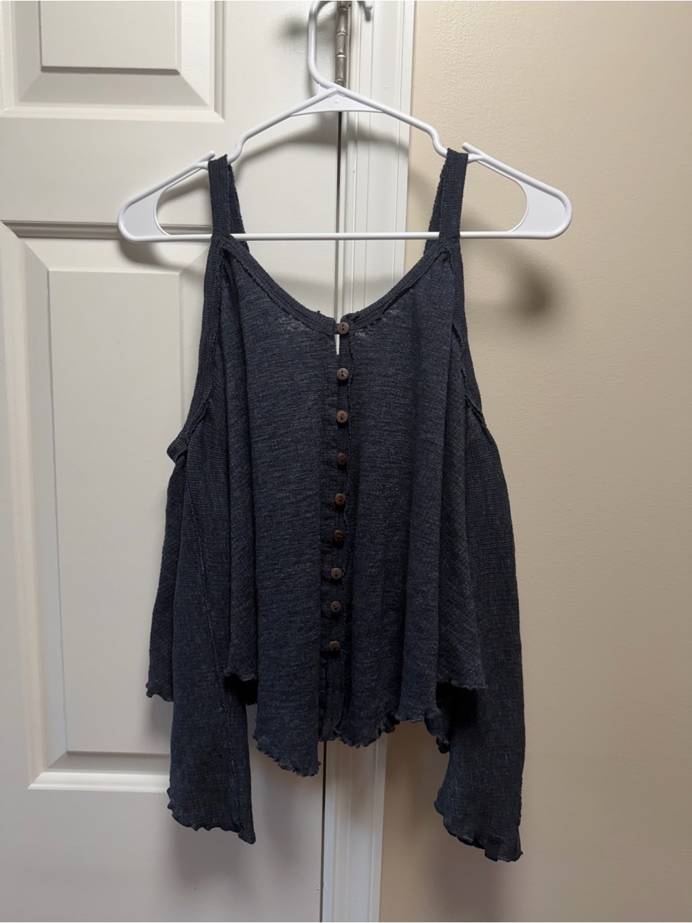 Free People Charcoal Button-Front Tank Top